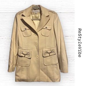 Laundry By Shelli Segal Women’s Size 8 Wool Pea Coat Jacket Cream Lined